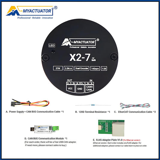 DC Brushless Motor RMD-X2-7 for Humanoid Robot Joint Actuation High Dynamic Range High Precision Supports EtherCAT+CAN