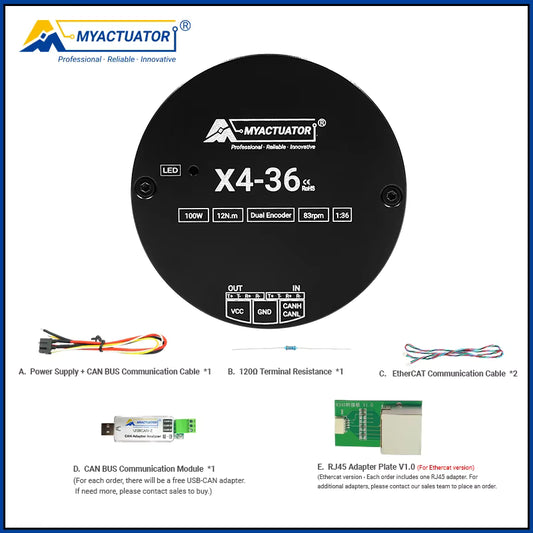 Myactuator X4-36 V4 High Precision Robot Joint with EtherCAT + CAN 24V DC Brushless Motor Large Torque 36N Small Volume