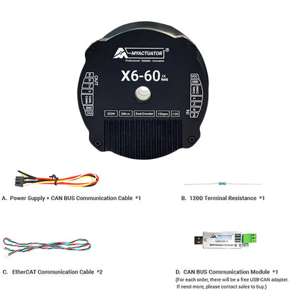 Dc Motor RMD-X6-60 Supports Ether CAT + CAN Motion Control Robot Joints Crossed Roller Bearings, Subversive Bending MomentC